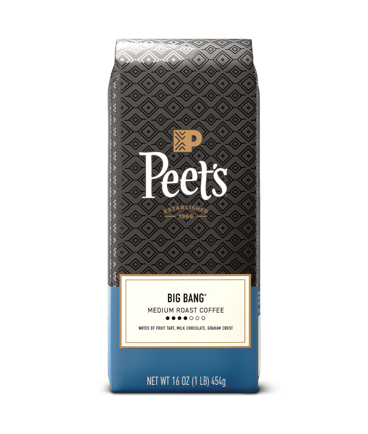 Peet's Big Bang coffee bag on a green background