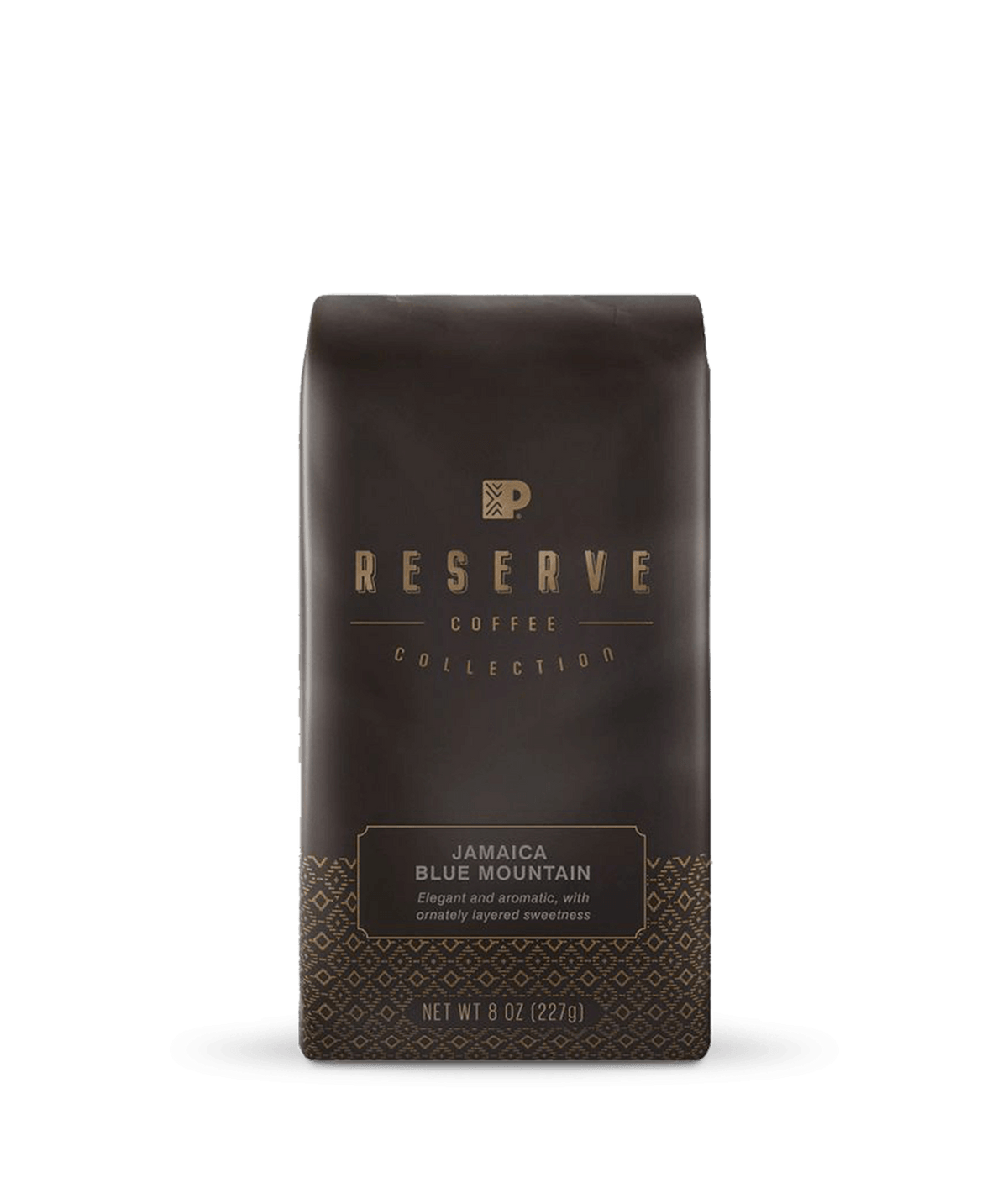 Peet's Reserve Jamaica Blue Mountain Coffee beans in a brown 8 ounce bag