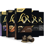 Lór Espresso aluminium capsules packaging on a white background